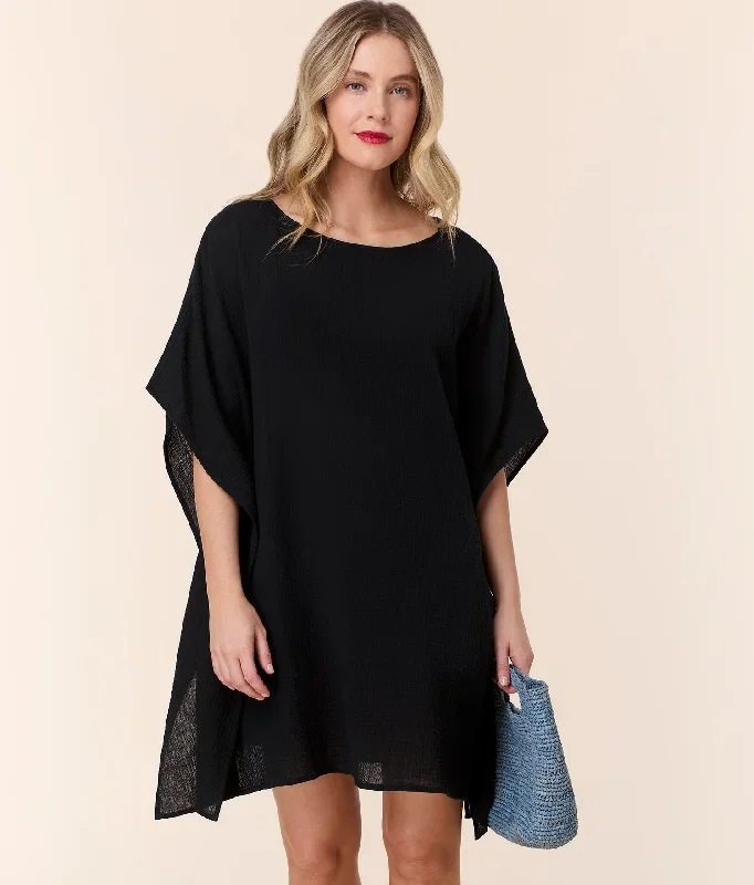 The Magdalena Kaftan - Cotton Gauze - Black