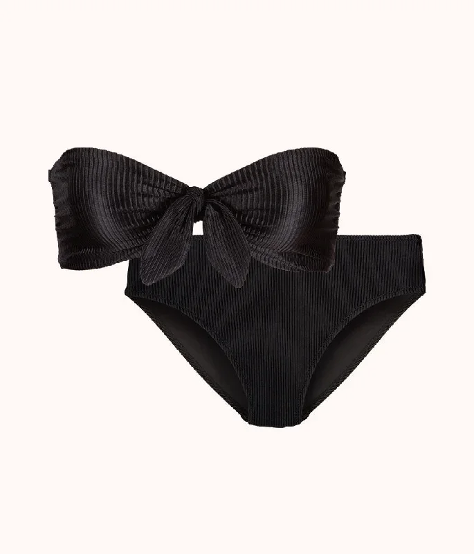 The Ribbed Bandeau & High Waist Swim Bundle: Jet Black