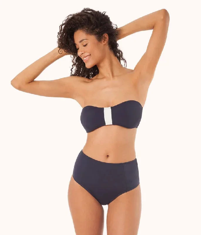 The Swim Bandeau - Colorblock: Navy/White