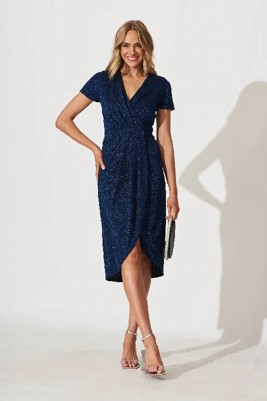 Tinker Midi Dress In Cobalt Blue Lurex