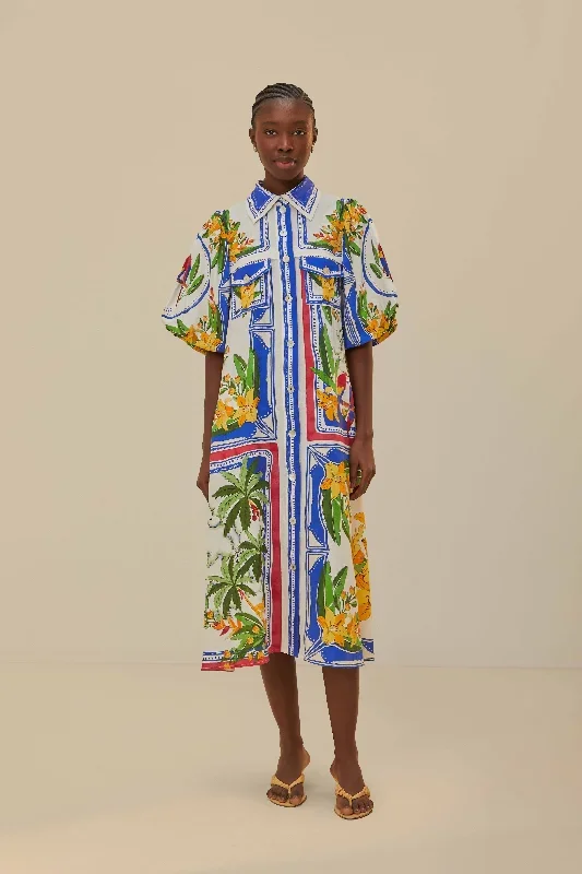 Off-White Tropical Destination Midi Dress