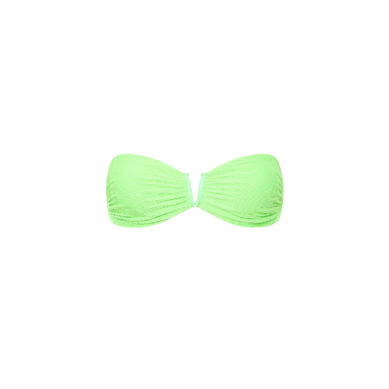 V Strapless Bandeau Bikini Top - Luau Lime Ribbed