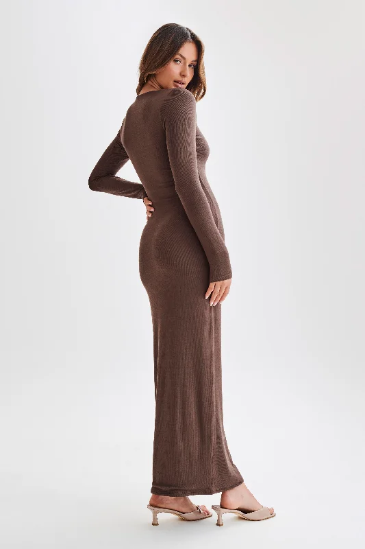 vanessa-modal-long-sleeve-midi-dress-chocolate