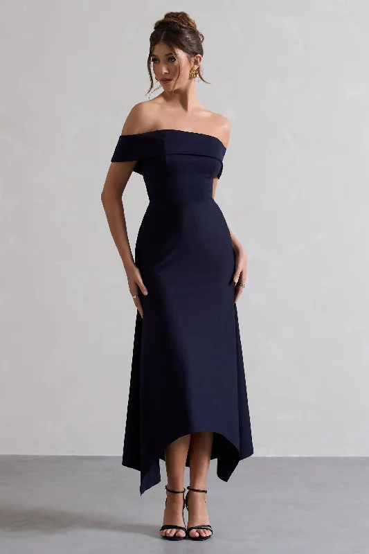 Windsor | Navy Bardot Midi Dress