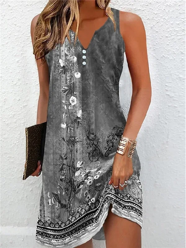 womens-casual-dress-shift-dress-tank-dress-floral-button-print-v-neck-mini-dress-active-fashion-outdoor-street-sleeveless-loose-fit-dark-gray-summer-spring-xxl