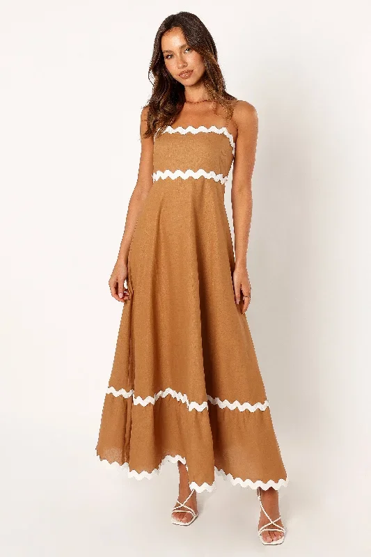 Yana Maxi Dress - Tan White