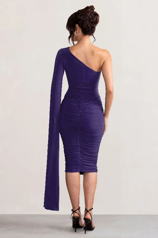 yara-purple-one-shoulder-cape-ruched-midi-dress-cl127661104