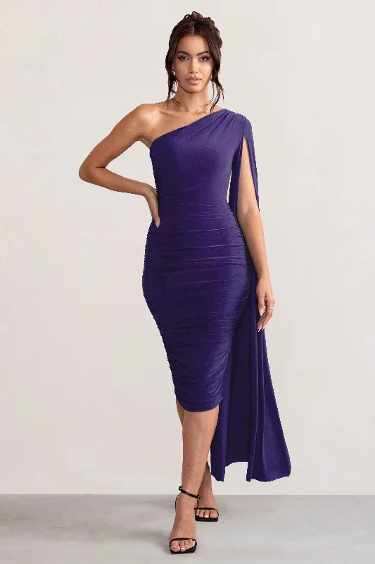 yara-purple-one-shoulder-cape-ruched-midi-dress-cl127661104