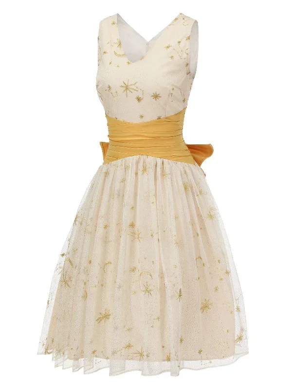 yellow-1950s-mesh-patchwork-swing-dress