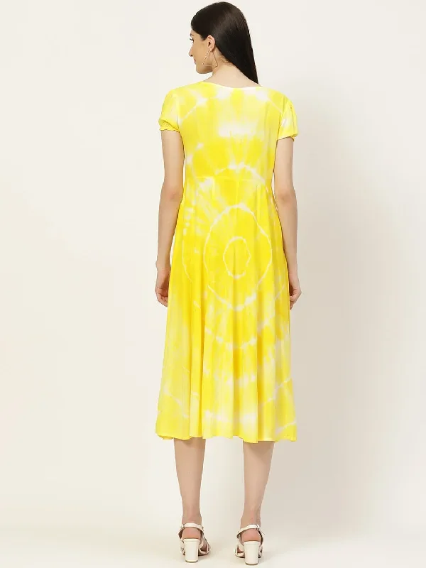 yellow-tie-and-dye-dress-for-women